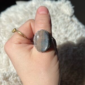 Silver Chocolate Moonstone Ring